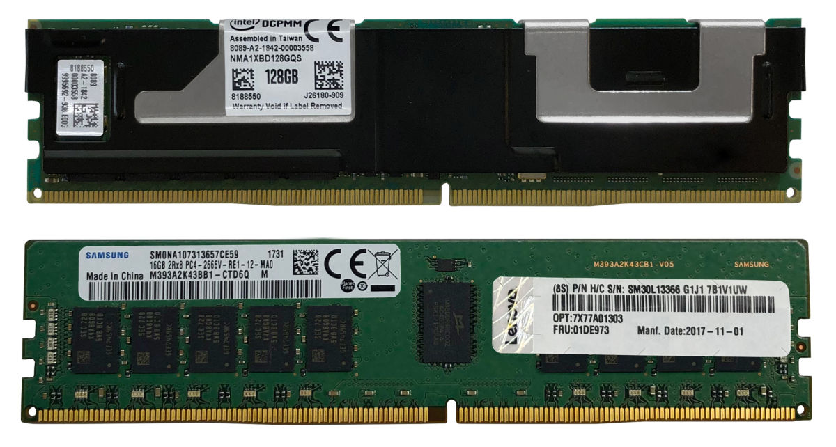 Модуль постоянной памяти Intel Optane DC и Lenovo TruDDR4 DIMM